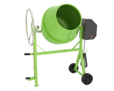 Arka planda beton karıştırıcı izole edildi. 3d görüntüleme - illüstrasyon