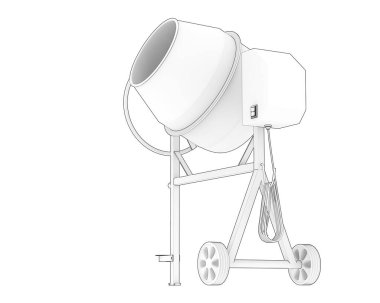 Arka planda beton karıştırıcı izole edildi. 3d görüntüleme - illüstrasyon