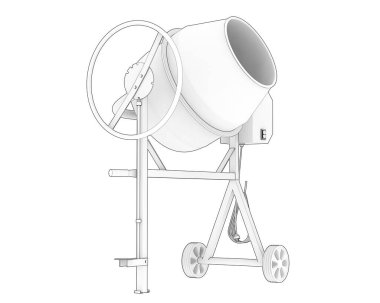 Arka planda beton karıştırıcı izole edildi. 3d görüntüleme - illüstrasyon