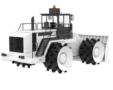 Buldozer arka planda izole edildi. 3d görüntüleme - illüstrasyon