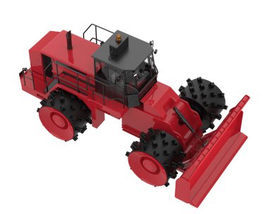 Buldozer arka planda izole edildi. 3d görüntüleme - illüstrasyon