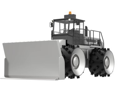 Buldozer arka planda izole edildi. 3d görüntüleme - illüstrasyon