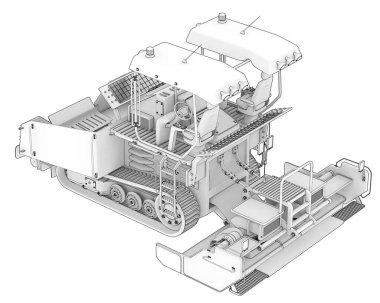 Asfalt geçit arka planda izole edildi. 3d görüntüleme - illüstrasyon