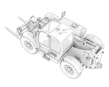 Telsizci arka planda izole edildi. 3d görüntüleme - illüstrasyon