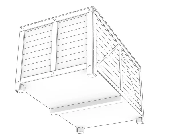 Scatola Spedizione Industriale Isolata Sullo Sfondo Rendering Illustrazione — Foto Stock
