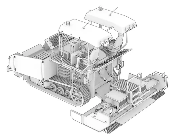 Pavimentadora Asfalto Aislada Sobre Fondo Representación Ilustración — Foto de Stock