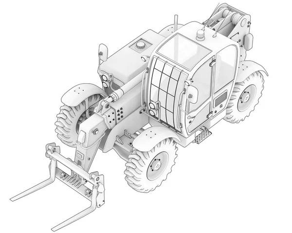 Telehandler Isolado Segundo Plano Renderização Ilustração — Fotografia de Stock