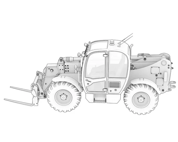 Telehandler Elkülönítve Háttérben Renderelés Illusztráció — Stock Fotó