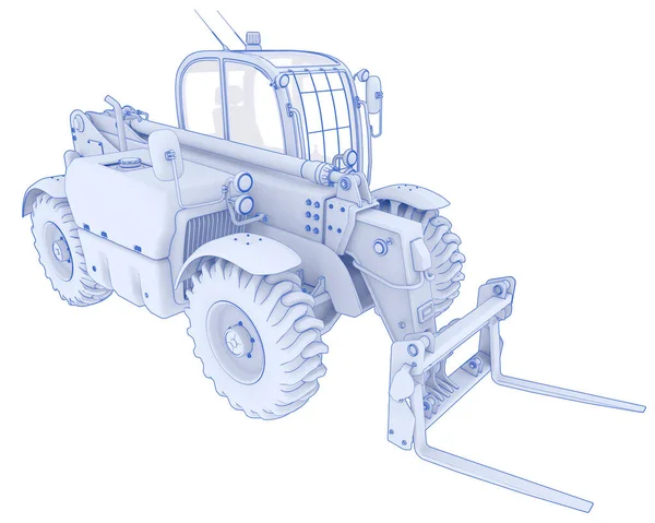 Telehandler Isolado Segundo Plano Renderização Ilustração — Fotografia de Stock