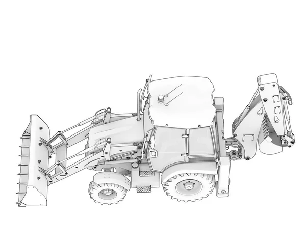 Backhoe Погрузчик Изолирован Заднем Плане Рендеринг Иллюстрация — стоковое фото