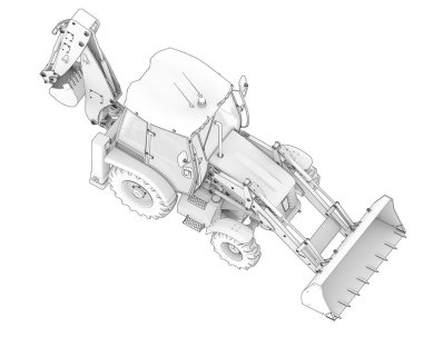 Arka planda kepçe yükleyici izole edildi. 3d görüntüleme - illüstrasyon