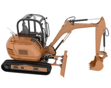 Arka planda kompakt kazıcı izole edildi. 3d görüntüleme - illüstrasyon