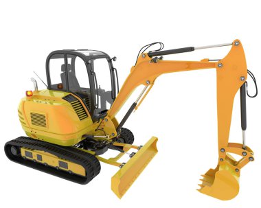 Arka planda kompakt kazıcı izole edildi. 3d görüntüleme - illüstrasyon