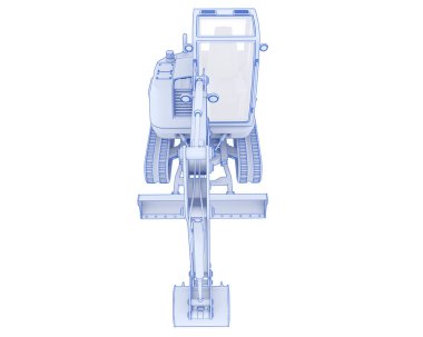 Arka planda kompakt kazıcı izole edildi. 3d görüntüleme - illüstrasyon