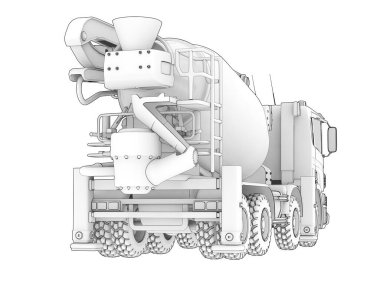 Arka planda beton karıştırıcı izole edildi. 3d görüntüleme - illüstrasyon