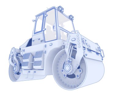 Yol silindiri arka planda izole edildi. 3d görüntüleme - illüstrasyon