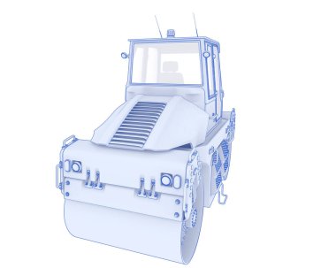 Yol silindiri arka planda izole edildi. 3d görüntüleme - illüstrasyon