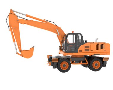 Arka planda tekerlek kazıcısı izole edildi. 3d görüntüleme - illüstrasyon