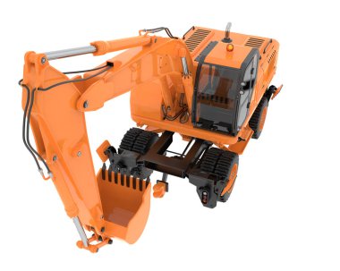 Arka planda tekerlek kazıcısı izole edildi. 3d görüntüleme - illüstrasyon