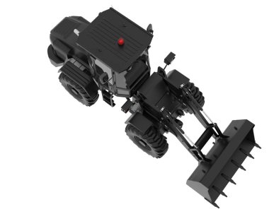 Arka planda tekerlek yükleyicisi izole edildi. 3d görüntüleme - illüstrasyon