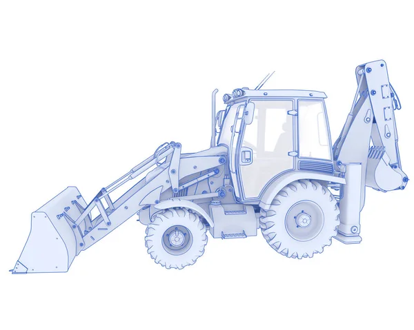 Backhoe Loader Isolated Background Rendering Illustration — Stock Photo, Image