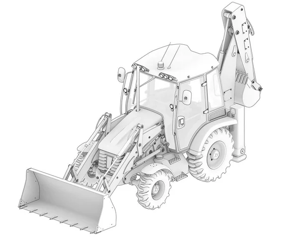 Backhoe Carregador Isolado Segundo Plano Renderização Ilustração — Fotografia de Stock