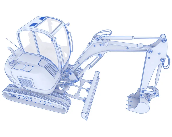 Escavatore Compatto Isolato Sfondo Rendering Illustrazione — Foto Stock