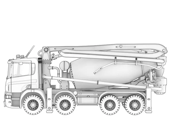 Misturador Concreto Isolado Fundo Renderização Ilustração — Fotografia de Stock