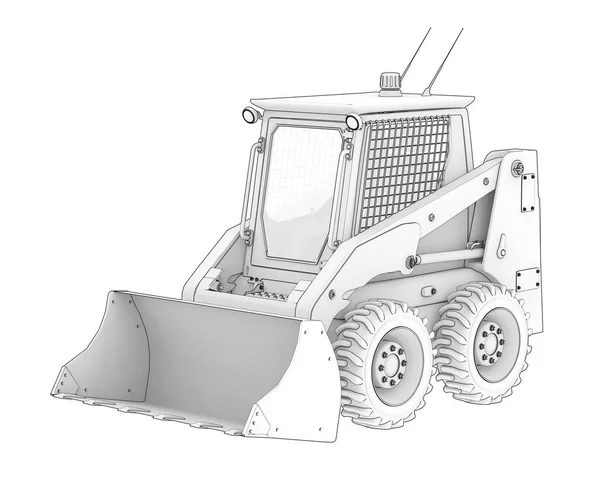 Skid Steer Loader Isolado Fundo Renderização Ilustração — Fotografia de Stock