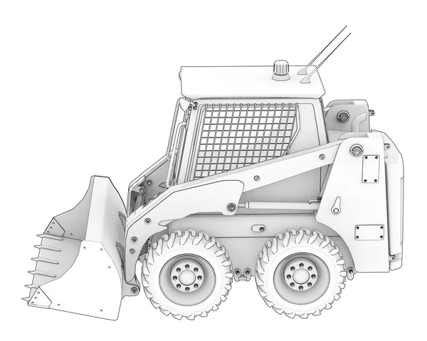 Skid Steer Rakodó Izolált Háttérben Renderelés Illusztráció — Stock Fotó