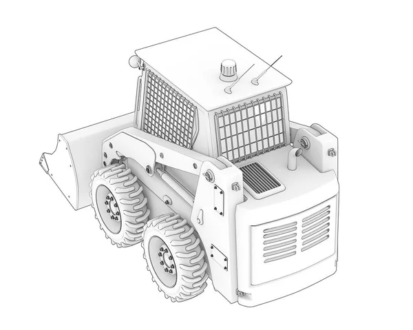 Skid Steer Loader Isolado Fundo Renderização Ilustração — Fotografia de Stock