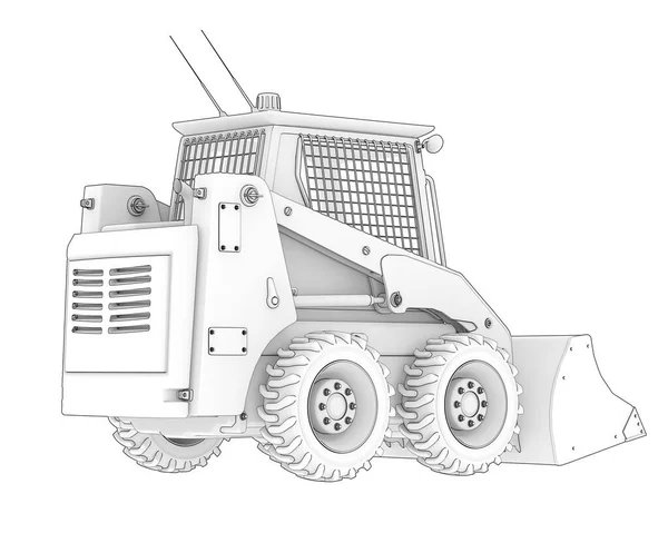 Skid Steer Loader Isolato Sfondo Rendering Illustrazione — Foto Stock