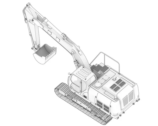 Excavadora Pista Aislada Sobre Fondo Representación Ilustración —  Fotos de Stock