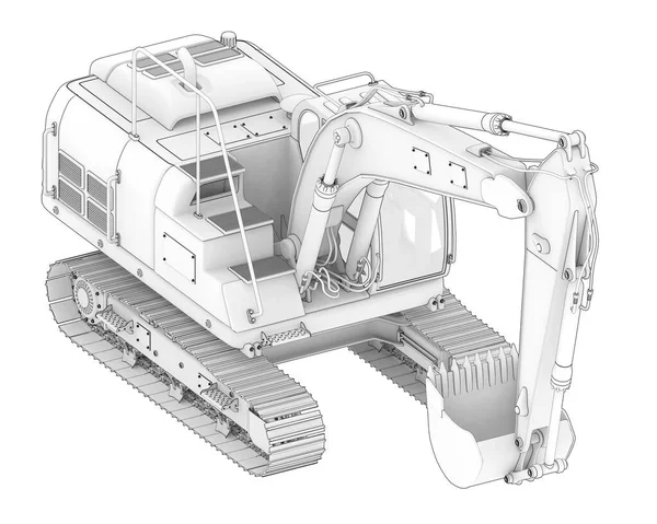 Excavadora Pista Aislada Sobre Fondo Representación Ilustración —  Fotos de Stock