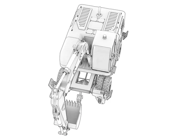 Kolový Bagr Izolovaný Pozadí Vykreslování Ilustrace — Stock fotografie