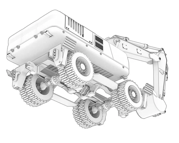 Εκσκαφέας Τροχών Απομονώθηκε Στο Παρασκήνιο Απόδοση Εικονογράφηση — Φωτογραφία Αρχείου
