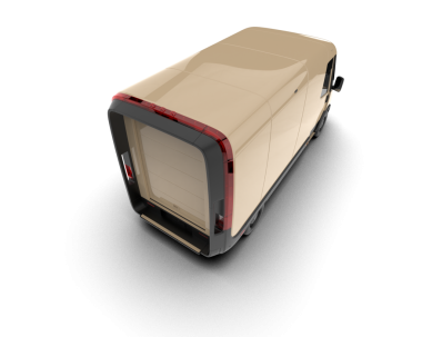 Beyaz arka planda modern dağıtım minibüsü