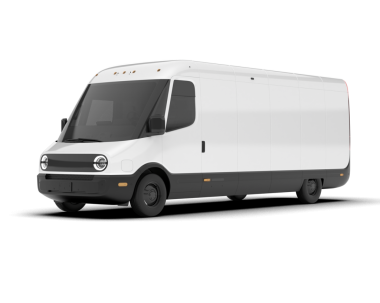 Şeffaf arkaplanda izole edilmiş elektrik kargo minibüsü - 3 boyutlu resimleme