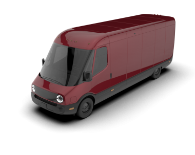 Electric cargo van isolated on transparent background - 3D rendered illustration