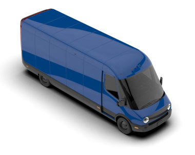 Electric cargo van isolated on transparent background - 3D rendered illustration