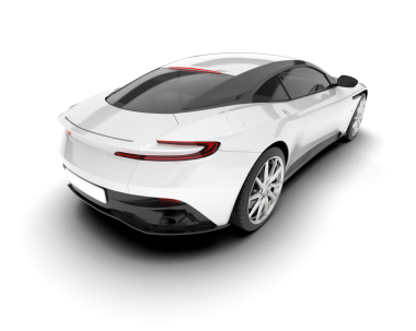 Beyaz arka planda modern spor arabanın 3D canlandırması