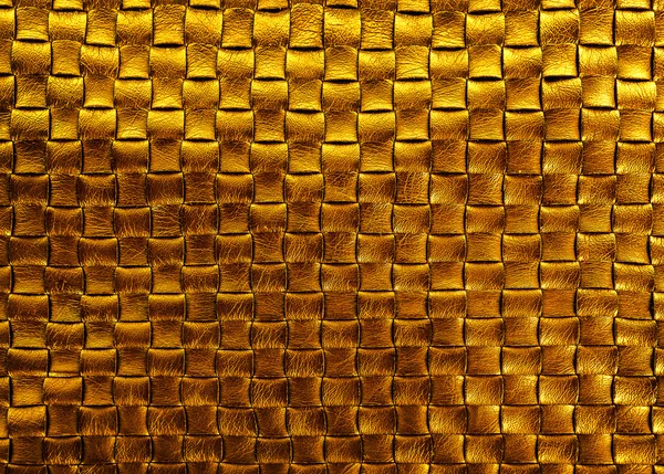 Gold Bronze geflochten Leder Textur Hintergrund — Stockfoto