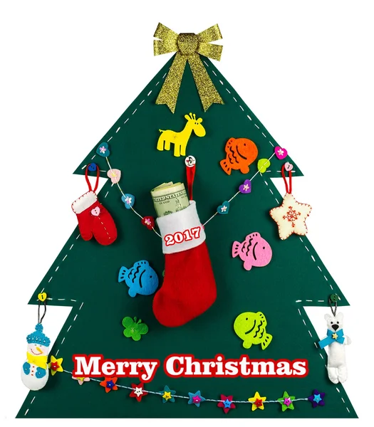 Christmas tree with handmade toys.2017 — Stock Photo, Image