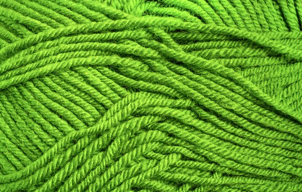 Green wool threads texture close up — Stock Photo, Image