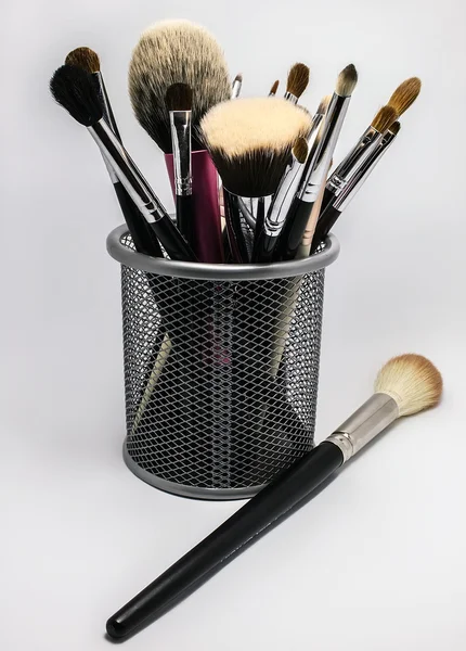 Makeup brushes on a white background — Stock Photo, Image