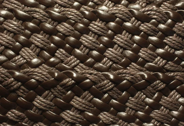 Weaving leather and thread brown background — Stock Photo, Image