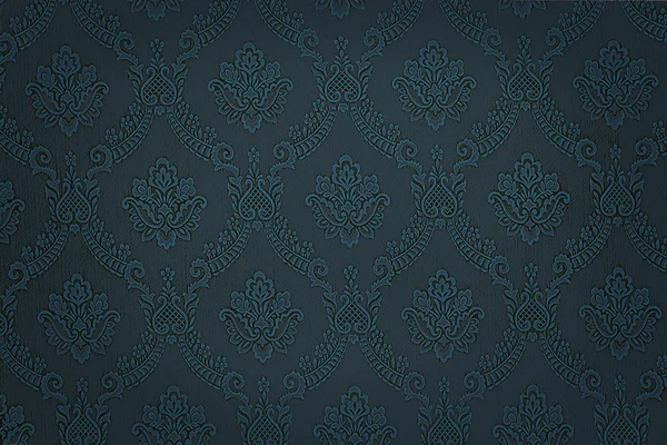lüks mavi çiçek damask duvar kağıdı