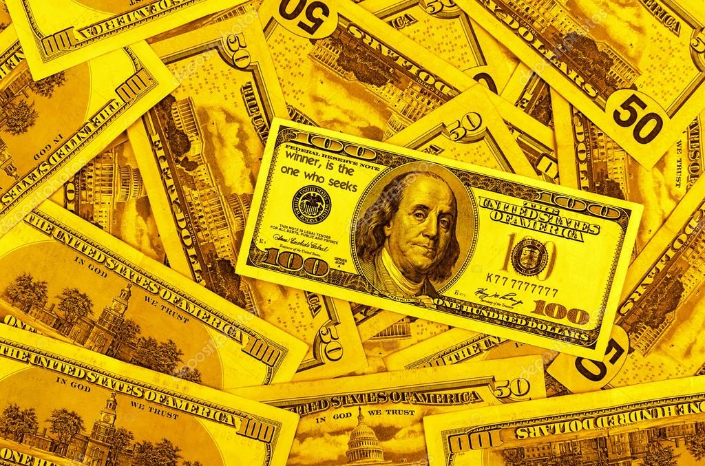 Hundred Dollar Bills On Dollars Background Background Gold Stock Photo Image By C Lumppini 98667122