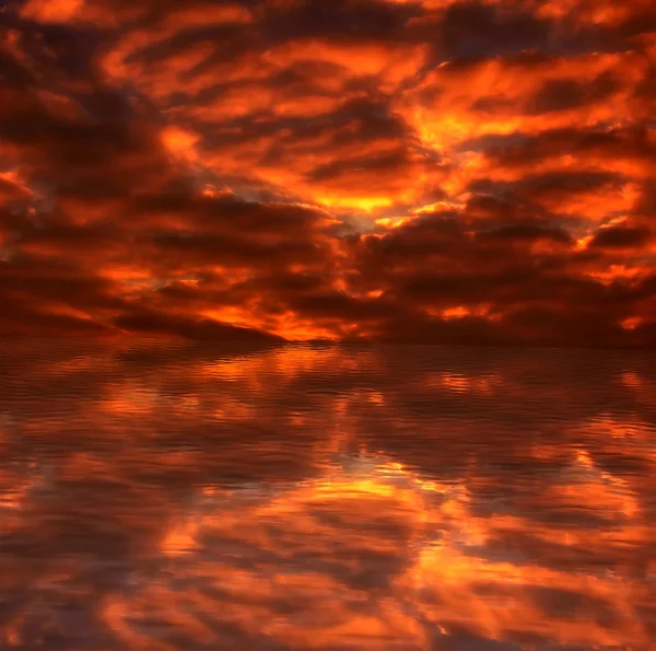 Beautiful fiery sunset above the sea — Stock Photo, Image