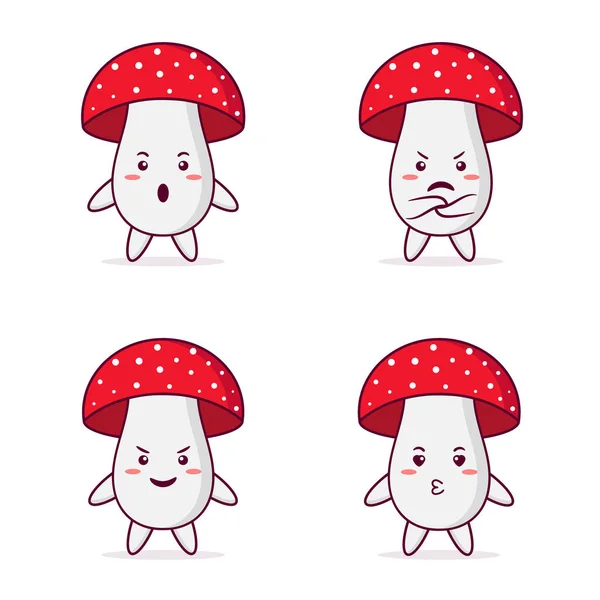 Cute Kawaii Mushroom Chibi Mascot Vector Stock Vector (Royalty